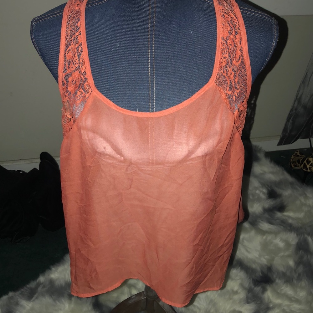 Sheer Peach cami with lace details